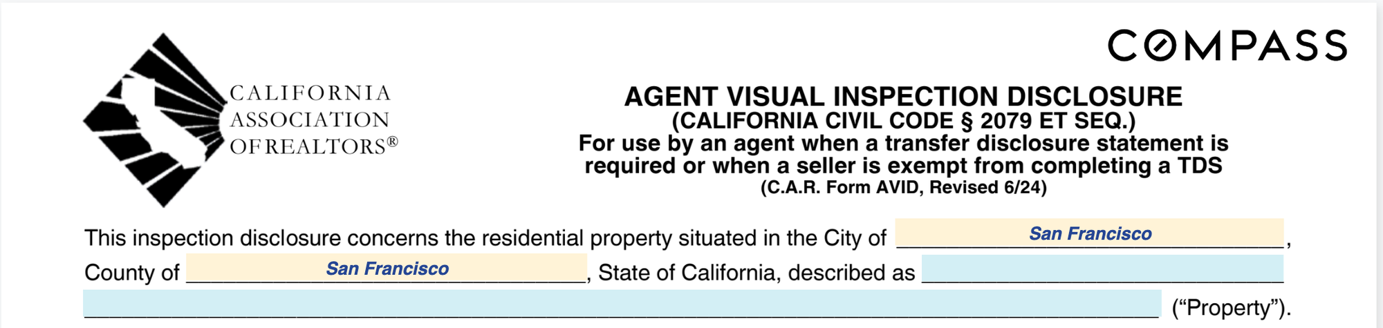 Agent's Visual Inspection Disclosure (AVID)