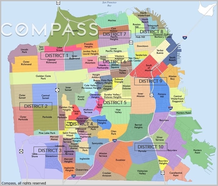 San Francisco Neighborhoods, District, and Subdistricts Used in the San Francisco MLS