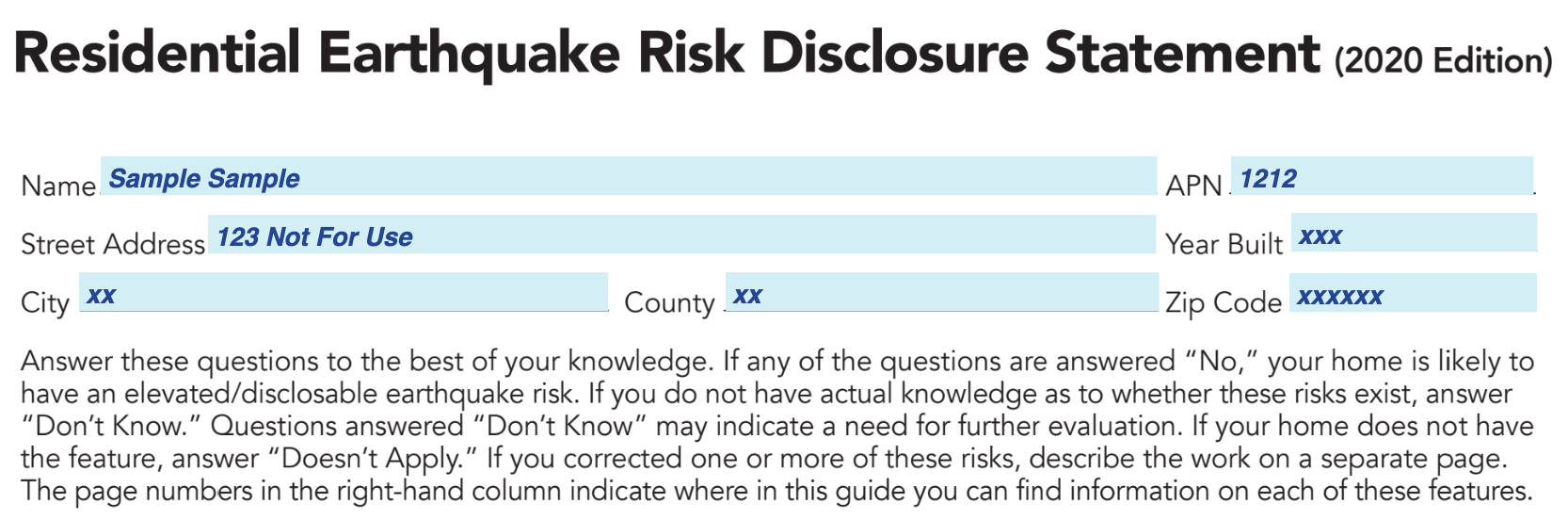 The Residential Earthquake Hazards Disclosure